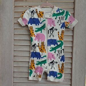Hanna Andersson Animal Print Baby Short-Sleeve Zip Size 3-6 month organic cotton